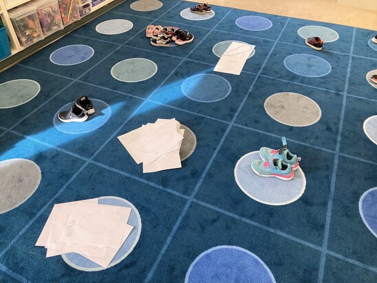 Shoes on carpet for math activity